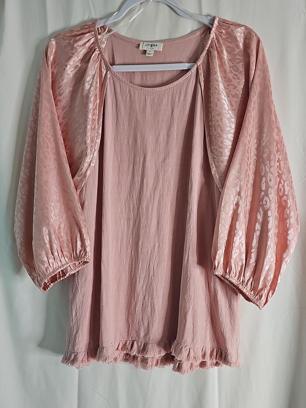 Umgee Women's Blush Pink Balloon Sleeve Top